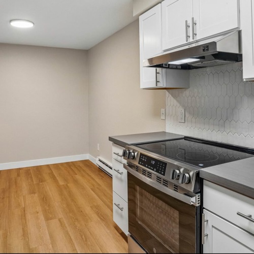 glass stove top in bright kitchen