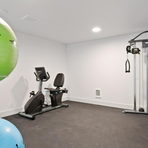 a gym with exercise equipment